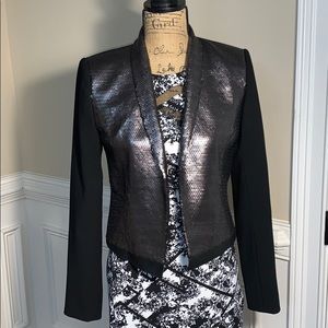 Elie Tahari Sequined Blazer With Lamb Leather Trim